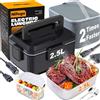Nifogo Portapranzo elettrico 80 W 2,5 L Portapranzo portatile rimovibile in acciaio inossidabile per auto/camion/ufficio con borsa termica (2,5 L Nero)