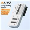 Maiwo Custodia per HDD MAIWO da 3 alloggiamenti da 2,5/3,5 pollici Custodia SSD M.2 NVMe/SATA con clone offline USB3.2 Type-C Gen2 Custodia per HDD/SDD esterna da 10 Gbps