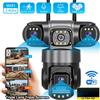 NONE Telecamera IP WiFi V380 Pro per Esterni, 6MP 4K con Tre Obiettivi e Tre Schermi, Monitor di Sicurezza con Visione Notturna, Impermeabile, Telecamere CCTV
