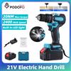 NONE Trapano Elettrico Portatile Podofo 21V con Batteria, Trapano Senza Fili Brushless, Avvitatore e Trapano a 2 Velocità 1350RPM