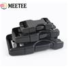Meetee 5/10 Pezzi Fibbia a Sgancio Rapido in Plastica Nera 20-50mm, Clip Rinforzata Senza Cuciture per Cinghie Borsa, Moschettone Regolabile per Bagagli, Accessori Gancio