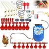 NONE Kit per l'Abbeveraggio del Pollame con 8 Porte, Parti e Accessori per Attrezzature di Allevamento del Bestiame, Sistema di Abbeveraggio Completamente Automatico con Valvola Galleggiante, 2 Tubi in