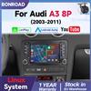 BONROAD Autoradio Multimediale Wireless CarPlay 7''/10.26'' per Audi A3 8P RS3 S3 2003 2004 2005 2006-2012 con Touchscreen, Android Auto, MirrorLink, Youtube, Bluetooth, DSP, Musica Online, Schermo
