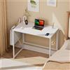 NONE Scrivania pieghevole per computer 80 cm, compatta per spazi ridotti - Tasca laterale e 2 ganci per cuffie - Montaggio facile, Bianco