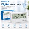 NONE Sveglia digitale con indicatore di temperatura e umidità, ampio schermo LCD, visualizzazione della data, del giorno, dell'icona del meteo e luce notturna, ideale per la camera da letto, la scrivania e