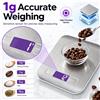 Bilancia da cucina digitale in acciaio inossidabile, capacità 5 kg, precisione 1 g, modello W4110 di WETECH, con display LCD e diverse unità di misura, ideale per pesare ingredienti in cucina e
