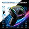 NONE Trasmettitore FM Bluetooth 5.0 per auto con luce RGB, caricatore USB, lettore di schede Micro SD, kit per chiamate a mani libere, da collegare all'accendisigari del veicolo.
