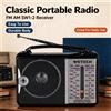 NONE Radio portatile FM/AM/SW1/SW2, ricevitore a 4 bande, alimentabile a corrente alternata e a batteria, con ingresso ausiliario, ideale per uso domestico e in campeggio.