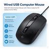 NONE Mouse da computer USB silenzioso, con cavo, 1000 DPI, tecnologia ottica, cavo da 110 cm, ideale per l'uso quotidiano in casa, in ufficio, su scrivania, con laptop e per il lavoro.