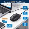 NONE Mouse ottico ergonomico con cavo USB-C, 1000 DPI, cavo lungo 150 cm, facile da usare, ideale per notebook, PC, Mac, uso domestico e in ufficio.