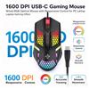 NONE Mouse da gaming con cavo USB-C, retroilluminazione RGB, scocca a nido d'ape, 1600 DPI, cavo da 150 cm, design ergonomico, ideale per PC, laptop, Mac e per giocare a videogiochi.