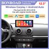 Bonroad 10.25/12.3" Schermo multimediale con CarPlay wireless e Android Auto, sistema operativo Linux, per Audi A3 2013-2018, con funzionalità Airplay e Autolink, autoradio stereo.