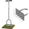 Walensee Aeratore per prato con 20 punte in acciaio, aeratore manuale a 4 file, robusto aeratore per la cura del prato, la post-semina e la rigenerazione del prato, migliora la ventilazione, il