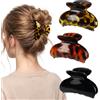 IMMCUTE Set di 3 Mollette Capelli Donna | Pinze per Capelli Antiscivolo con Molla Metallica, Mollettone 7 cm per Capelli Folti, Leopardo Nero/Marrone