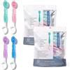 MELORIS 60 mini spazzolini da viaggio 5 in 1: mini spazzolino da denti to go con perla per dentifricio integrata, spazzolino da viaggio con filo interdentale, pulitore per lingua e stuzzicadenti, per ufficio