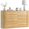 Garvee Cassettiera 6 Cassetti Farmhouse Vintage, Nero | Presa Integrata e USB, Comò in Legno, Maniglie in Metallo, Per Camera da Letto/Soggiorno