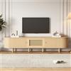 Bladez Mobile TV Lowboard ovale per TV da 75 pollici | Moderno tavolino per TV con design rotondo e porta a rullo in MDF, con cassetto, adatto per soggiorno, 180 x 40 x 40 cm