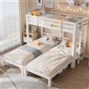 Arhatreya Letto a castello 90x200 cm, con ringhiera e scala laterale, letto a tre posti, bianco