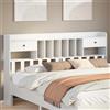 Ordellia Testiera con Ripiani Bianca 180 cm in Legno Massello di Pino per Camera da Letto matrimoniale, Spalliera autoportante con scomparti portaoggetti e cassetti, Design moderno e resistente