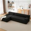 Garvee Divano angolare modulare a L stile Cloud 270 cm con chaise longue lato sinistro - Imballo sottovuoto boneless, pet friendly - Velluto a coste, compatto e morbido per salotto - Colore: Nero