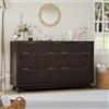 Garvee Cassettiera moderna scanalata con 7 cassetti, comò 137 cm (54) in legno, design curvo, mobile contenitore per camera da letto/soggiorno, colore: noce nero (Black walnut)