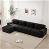 Yabunzel Divano a L 4 Posti Cloud in Corduroy Modulare Seduta Bassa Nero | Boneless - Divano modulare a 4 posti con chaise longue, in velluto a coste, seduta bassa, nero