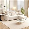DecHome - Divano Angolare 3 Posti Moderno con Chaise Longue in Velluto Dimensioni 241x153x83 cm Colore Bianco Crema