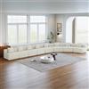 Kuczn Divano modulare da pavimento in morbida ciniglia Boneless Sofa curvo senza telaio con cuscino, divano letto con funzione letto, nessun montaggio, per camera da letto, soggiorno, ufficio, beige
