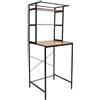 hongward Scaffale per lavatrice a 3 ripiani in MDF e supporto in ferro, multifunzionale, scaffale portaoggetti per bagno con 3 ripiani e barra trasversale, mensola sopra la lavatrice per bagno (nero + rovere)