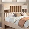 Ordellia Testiera con Ripiani 135 cm in Legno Massello di Pino per Camera da Letto Matrimoniale o Singola, Design Moderno, con Scomparti Portaoggetti, Cassetti e Appoggio Relax