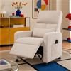 MillePark Poltrona Relax Elettrica Reclinabile con Massaggio a 4 Zone, Calore Lombare, Poggiapiedi, USB e Montaggio Rapido - Tessuto in Lino, Struttura in Ferro, Bianco EU JJ10-1