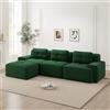 Yabunzel Divano Cloud a 3 posti, a forma di L, con ottomano, colore verde | Boneless - Divano modulare a 3 posti, divano a L in velluto a coste con ottomano, colore: verde