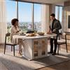 PLLBIKK Tavolo da pranzo rotondo, allungabile, 77 x 100 x 100 cm (altezza x | Tavolo da pranzo ovale in marmo con armadio integrato, ripiano rimovibile e mini frigorifero