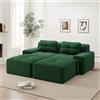 Yabunzel Divano modulare a forma di U a 2 posti con ottomano, in velluto a | Divano modulare a U a 2 posti con ottomano, rivestimento in velluto a coste, seduta bassa, verde