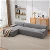 Garvee Divano angolare modulare stile Cloud a L con chaise longue, seduta profonda, velluto a coste morbido, cuscini inclusi, schiuma HR e molle insacchettate - Colore: Grigio