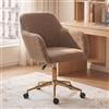 DEKKETO Sedia da Ufficio con Ruote, Poltroncina Girevole in Bouclé, Marrone | Sedia da Scrivania e Toeletta, Base in Metallo, Altezza Regolabile, Comoda, Design Moderno, per Camera e Smart Working