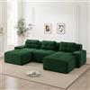 Yabunzel Divano Cloud a 3 posti, a forma di U, con ottomano, colore verde | Divano modulare a forma di U Boneless a 3 posti, in velluto a coste con ottomano, verde