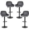 LANTUS Sgabelli Cucina Moderni Design Altezza Regolabile Sgabelli Cucina con Poggiapiedi Girevole Sgabelli Da Bar Velluto per Cucina Caffetteria Ufficio, Set di 4-4PC (grigio scuro)
