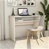ZQQLVOO Elegante scrivania moderna bianca, 90 x 50 x 74 cm, in legno con vano portaoggetti, robusta scrivania per computer per ufficio
