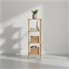 INDE MOBLEKIT | Scaffale in legno naturale, 4 ripiani, 30x30x90 cm, unità di stoccaggio verticale compatta per ingresso, camera da letto o bagno, scaffalatura stretta per l'organizzazione della casa