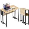 HOMCOM Scrivania pieghevole con ruote, Tavolo computer, 80x50 cm, Quercia | con ripiano e borsa portaoggetti, scrivania studio, per ufficio domestico, camera da letto, spazi piccoli.