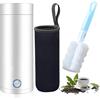 Nizirioo Bollitore Portatile Elettrico da Viaggio: Mini Bollitore in Acciaio Inox Con Cavo di Alimentazione, Set di Tazze e Spazzola per la Pulizia
