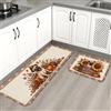 Generic Set di 2 tappeti da cucina con carlino, rustici, con girasole, zucche autunnali, beige, lavabili, comodi, imbottiti, per lavanderia, ingresso e bagno