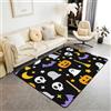 Homemissing Halloween Tappeto Antiscivolo 150x200cm | Bats & Autoino Ghost Adatto per Casa e Ufficio zucca Lantern & cranio Tappeto da Interno Carpet for Home, Dining Room