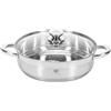 KARL HAUSMANN Casseruola Acciaio Inox 7,6 L 32 cm con Coperchio - Induzione | Pentola bassa con fondo a 5 strati e coperchio in vetro, per induzione, gas, elettrico, vetroceramica e alogeno