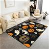 Homemissing Halloween Tappeto Antiscivolo Lavabile 150x200cm | Ghost & zucca Lantern Grande, Morbido, A pelo corto, Antiscivolo cranio Tappeto da Interno Soft Non-slip Polyester