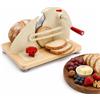 VeftBltrem Affettatrice Manuale per Pane, in Acciaio Inox con Manovella, Spessore Regolabile (0-28 mm), Ventose Antiscivolo, Base in Legno per Casa, Panetteria e Bar