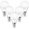 EvaStary Lampada a LED E14 5W, Lampade sostituite da 40 Watt, Lampada bianca calda 3000K, Lampada a LED a forma di goccia P45 / G45, Non dimmabile, 5 pezzi