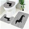Generic Set Tappeti Bagno Bassotto animale dei cartoni animati 3 Pezzi, Tappetino Bagno Antiscivolo Assorbente Nero Copriwater e Tappeto Contorno WC, 75 x 45 cm per Hotel Camera e Bagno