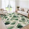Generisch Tappeto per soggiorno, lavabile, 160 x 230 cm, motivo foglie verdi, a pelo corto, antiscivolo, acquerello, moderno, botanico, per sala da pranzo, ufficio, camera da letto